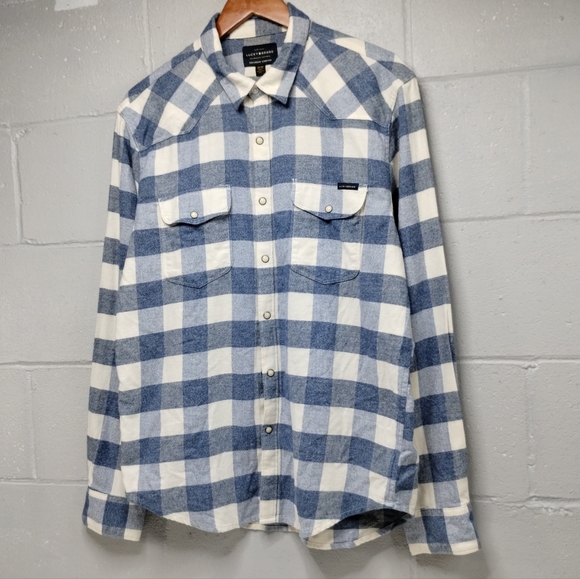 Lucy brand Saturday stretch plaid flannel shirt men's size medium bnwt - Picture 5 of 14